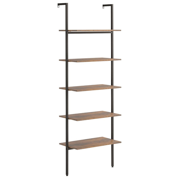 vidaXL Ladder Shelf with 5 Tiers Dark Brown and Black 64x35x185 cm