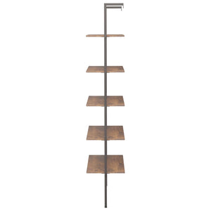 vidaXL Ladder Shelf with 5 Tiers Dark Brown and Black 64x35x185 cm