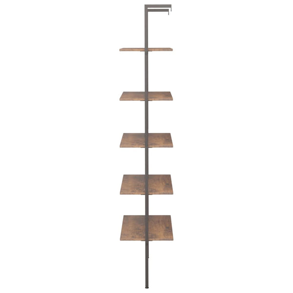 vidaXL Ladder Shelf with 5 Tiers Dark Brown and Black 64x35x185 cm