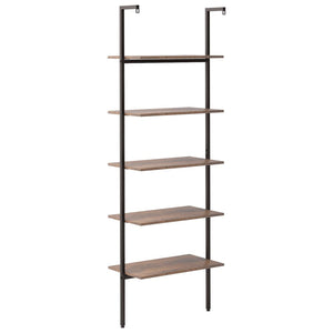 vidaXL Ladder Shelf with 5 Tiers Dark Brown and Black 64x35x185 cm