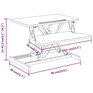 vidaXL Adjustable Workstation 60x40x(13-41.5) cm Steel
