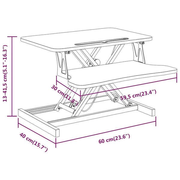 vidaXL Adjustable Workstation 60x40x(13-41.5) cm Steel