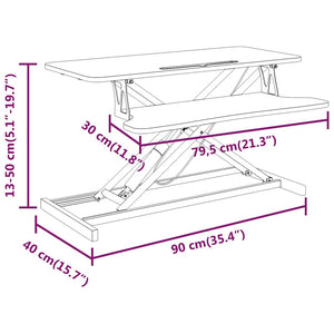 vidaXL Adjustable Workstation 90x40x(13-50) cm Steel Engineered Wood