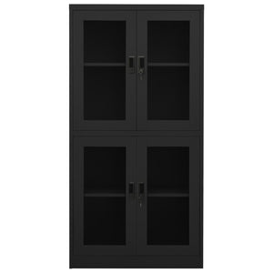 vidaXL Office Cabinet Anthracite 90x40x180 cm Steel and Tempered Glass