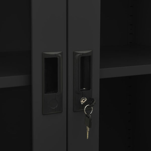 vidaXL Office Cabinet Anthracite 90x40x180 cm Steel and Tempered Glass