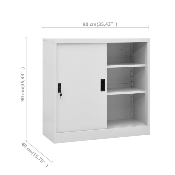 vidaXL Filing Cabinet with Sliding Door Light Grey 90x40x90 cm Steel