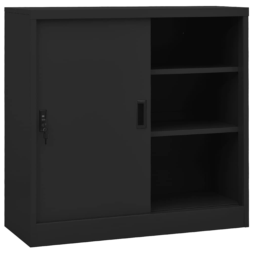 vidaXL Filing Cabinet with Sliding Door Anthracite 90x40x90 cm Steel
