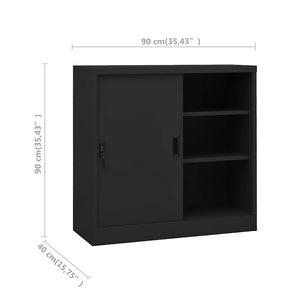 vidaXL Filing Cabinet with Sliding Door Anthracite 90x40x90 cm Steel