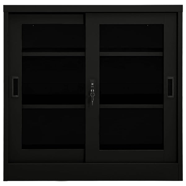 vidaXL Sliding Door Cabinet Black 90x40x90 cm Steel