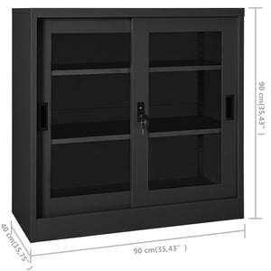 vidaXL Sliding Door Cabinet Anthracite 90x40x90 cm Steel