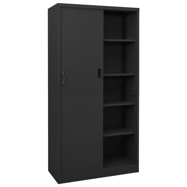 vidaXL Office Cabinet with Sliding Door Anthracite 90x40x180 cm Steel