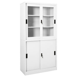 vidaXL Office Cabinet with Sliding Doors White 90x40x180 cm Steel