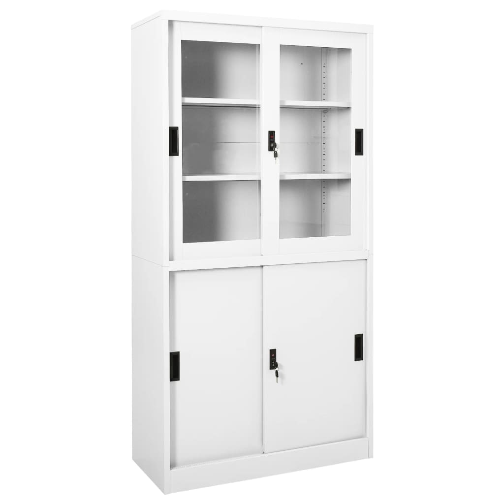 vidaXL Office Cabinet with Sliding Doors White 90x40x180 cm Steel