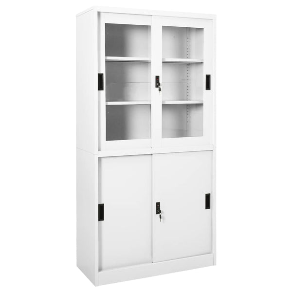 vidaXL Office Cabinet with Sliding Doors White 90x40x180 cm Steel