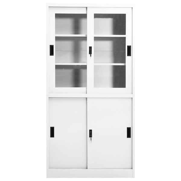 vidaXL Office Cabinet with Sliding Doors White 90x40x180 cm Steel