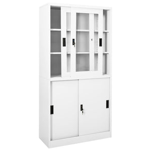 vidaXL Office Cabinet with Sliding Doors White 90x40x180 cm Steel
