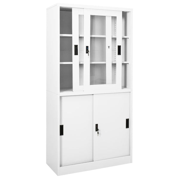 vidaXL Office Cabinet with Sliding Doors White 90x40x180 cm Steel