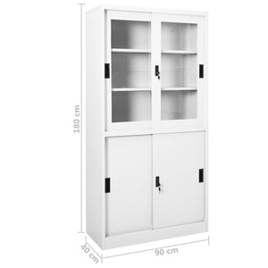 vidaXL Office Cabinet with Sliding Doors White 90x40x180 cm Steel