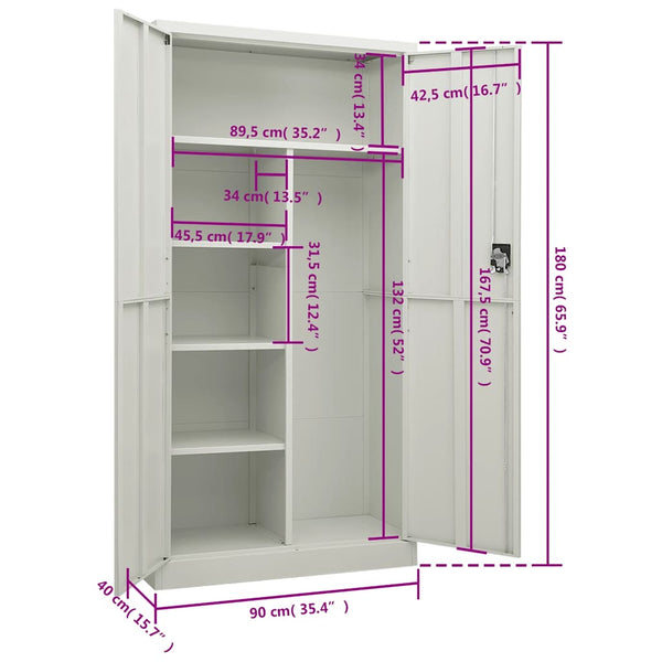 vidaXL Locker Cabinet Light Gray 90x40x180 cm Steel