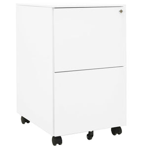 vidaXL Filing Cabinet with Wheels White 39x45x67 cm Steel