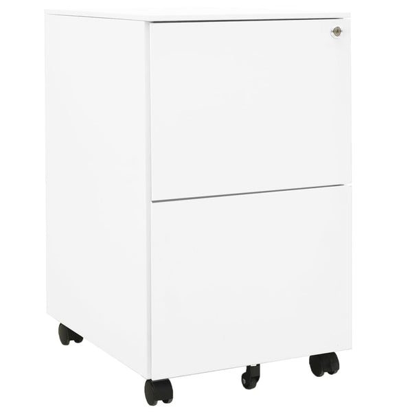 vidaXL Filing Cabinet with Wheels White 39x45x67 cm Steel