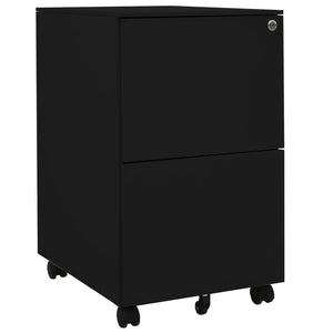vidaXL Filing Cabinet with Wheels Black 39x45x67 cm Steel
