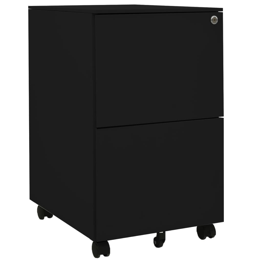 vidaXL Filing Cabinet with Wheels Black 39x45x67 cm Steel