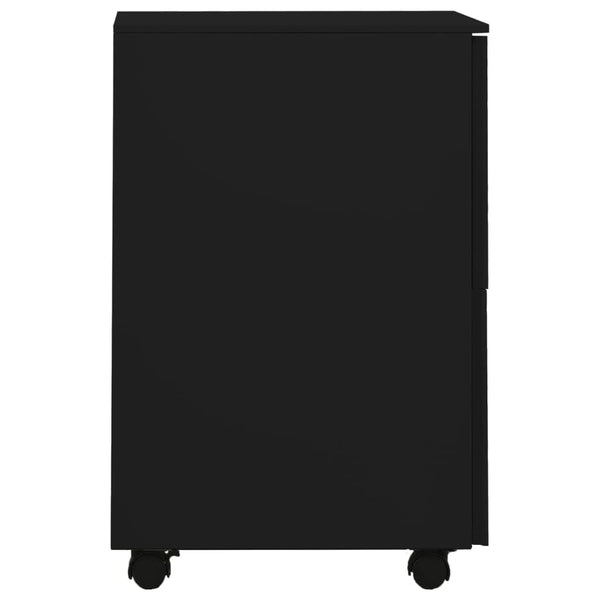 vidaXL Filing Cabinet with Wheels Black 39x45x67 cm Steel