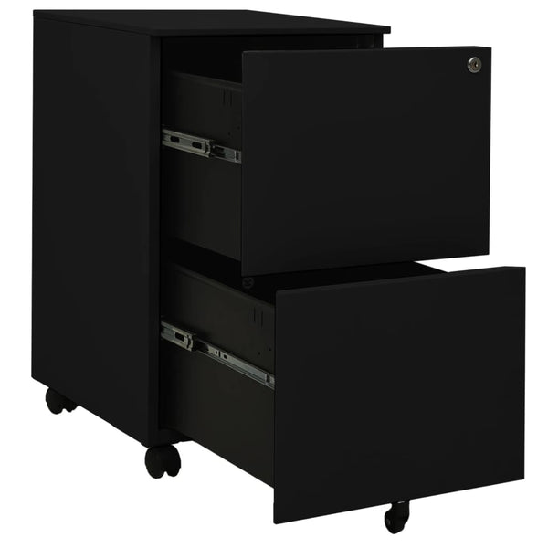 vidaXL Filing Cabinet with Wheels Black 39x45x67 cm Steel