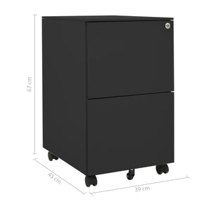 vidaXL Filing Cabinet with Wheels Anthracite 39x45x67 cm Steel