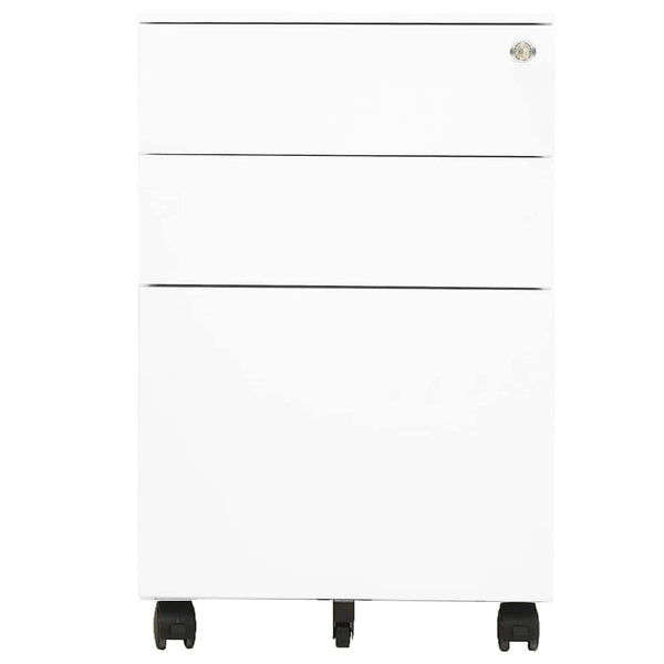 vidaXL Filing Cabinet with Wheels White 39x45x60 cm Steel