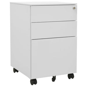 vidaXL Filing Cabinet with Wheels Light Grey 39x45x60 cm Steel