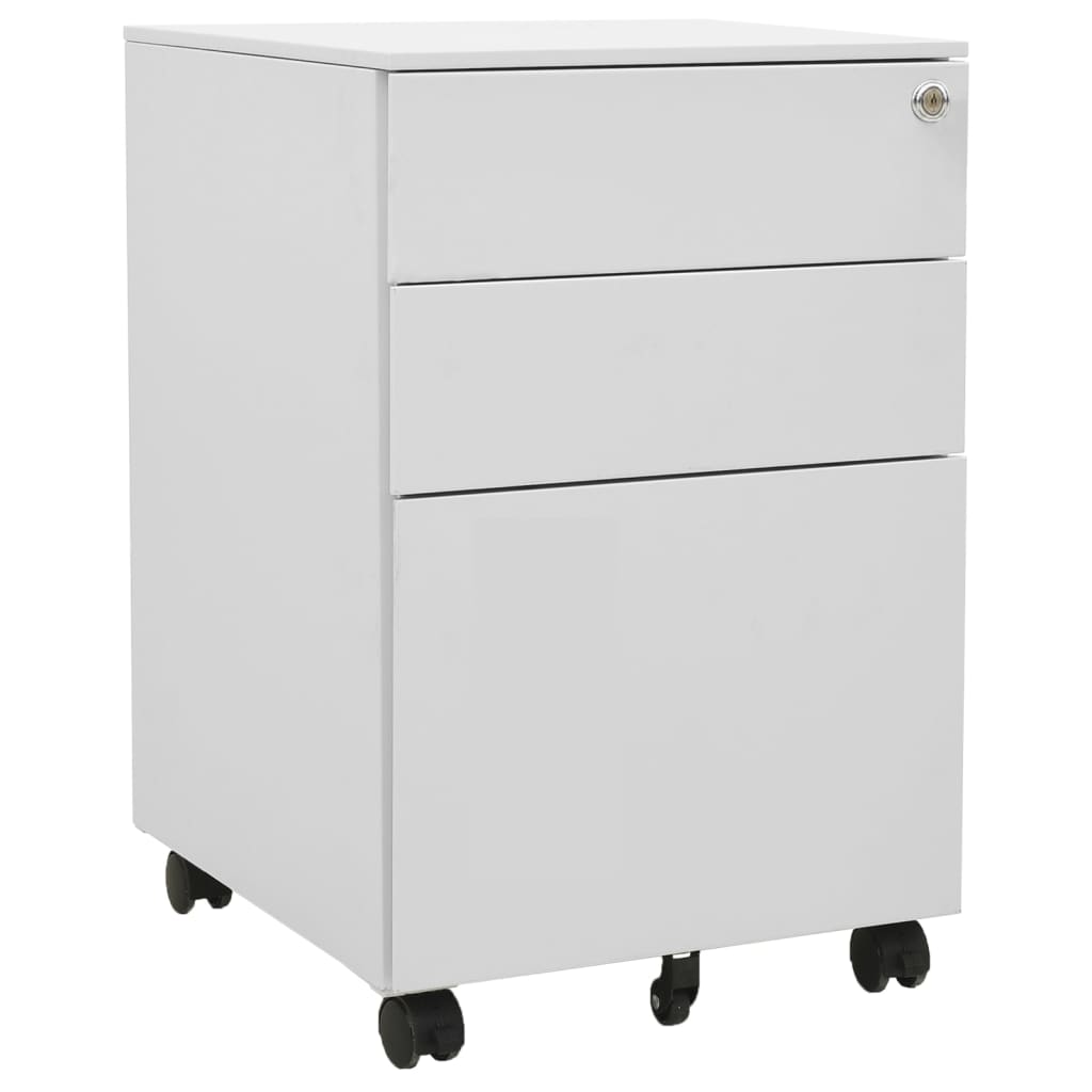 vidaXL Filing Cabinet with Wheels Light Grey 39x45x60 cm Steel