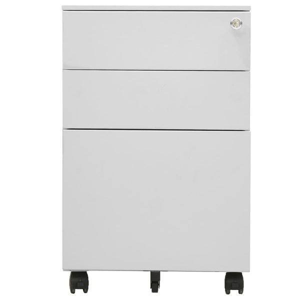 vidaXL Filing Cabinet with Wheels Light Grey 39x45x60 cm Steel