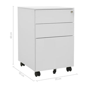 vidaXL Filing Cabinet with Wheels Light Grey 39x45x60 cm Steel