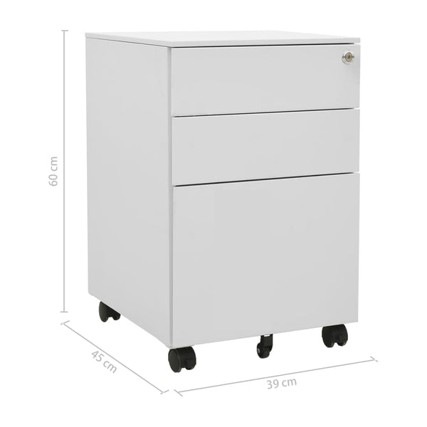 vidaXL Filing Cabinet with Wheels Light Grey 39x45x60 cm Steel