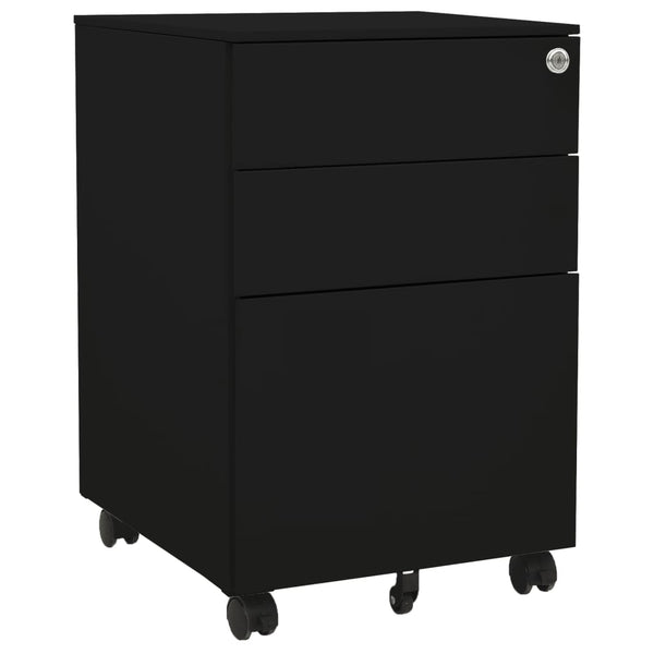 vidaXL Filing Cabinet with Wheels Black 39x45x60 cm Steel