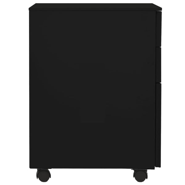 vidaXL Filing Cabinet with Wheels Black 39x45x60 cm Steel