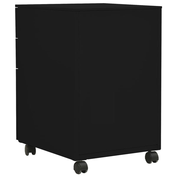 vidaXL Filing Cabinet with Wheels Black 39x45x60 cm Steel