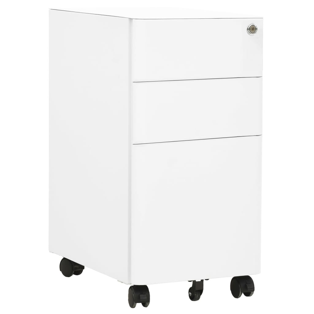 vidaXL Filing Cabinet with Wheels White 30x45x59 cm Steel