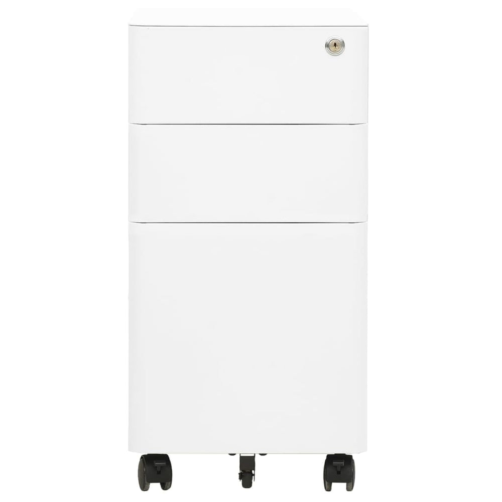 vidaXL Filing Cabinet with Wheels White 30x45x59 cm Steel