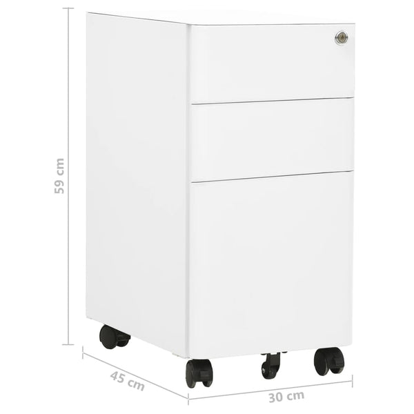 vidaXL Filing Cabinet with Wheels White 30x45x59 cm Steel