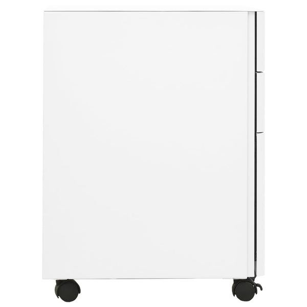 vidaXL Filing Cabinet with Wheels White 30x45x59 cm Steel