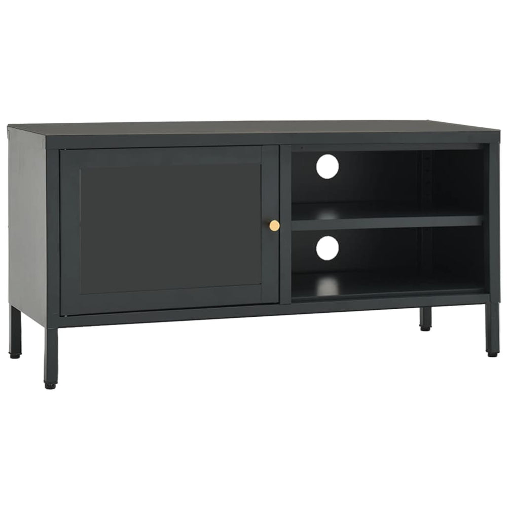 Anthrazit TV-Schrank 90 cm Stahl/Glas