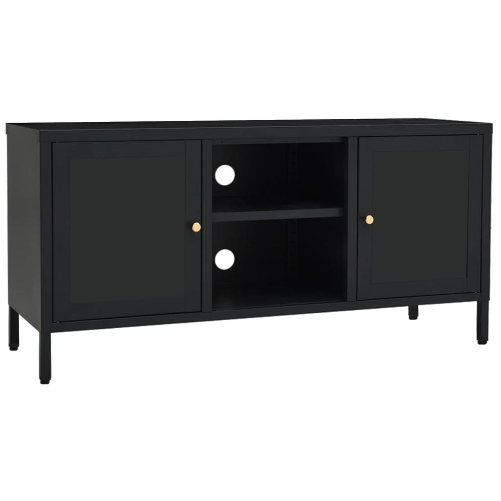 Schwarzer TV-Schrank 105 cm Stahl/Glas