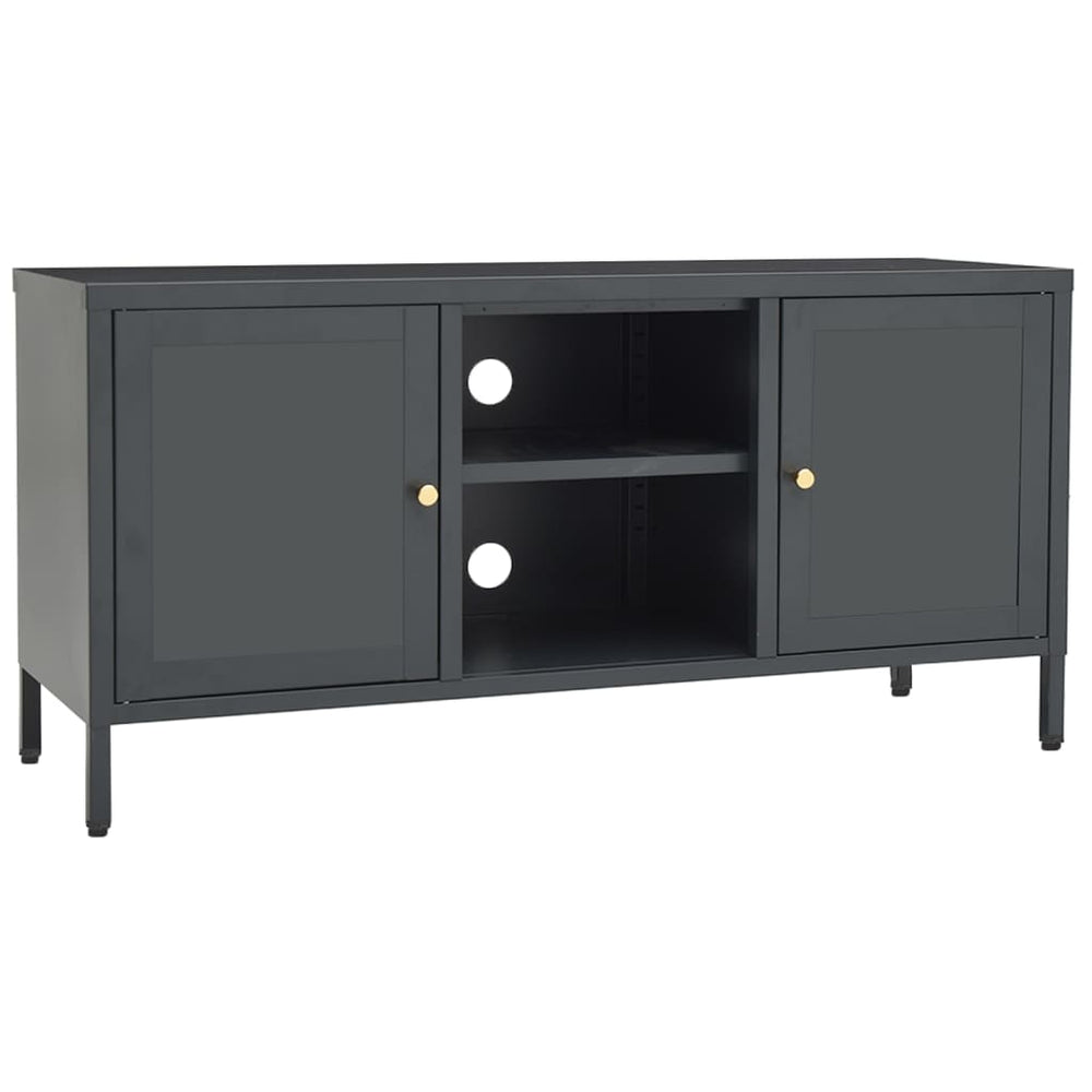 Anthrazit TV-Schrank 105 cm Stahl/Glas