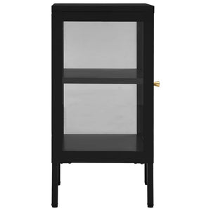 Schwarzes Sideboard Stahl/Glas 38x35x70 cm