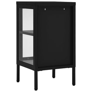 Schwarzes Sideboard Stahl/Glas 38x35x70 cm