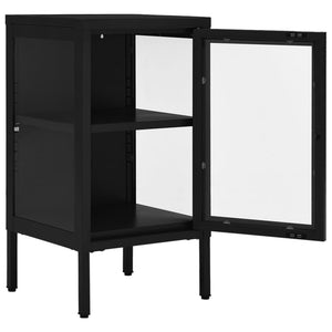 Schwarzes Sideboard Stahl/Glas 38x35x70 cm