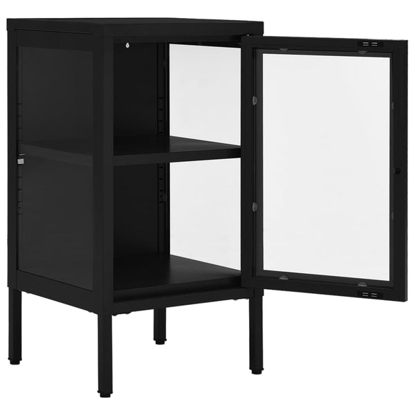 Schwarzes Sideboard Stahl/Glas 38x35x70 cm